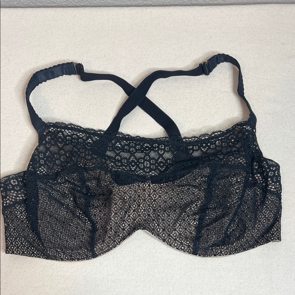 🛍️ 4 for $25 CACIQUE Black Lace Bra 40DDD – Convertible/Changeable Straps